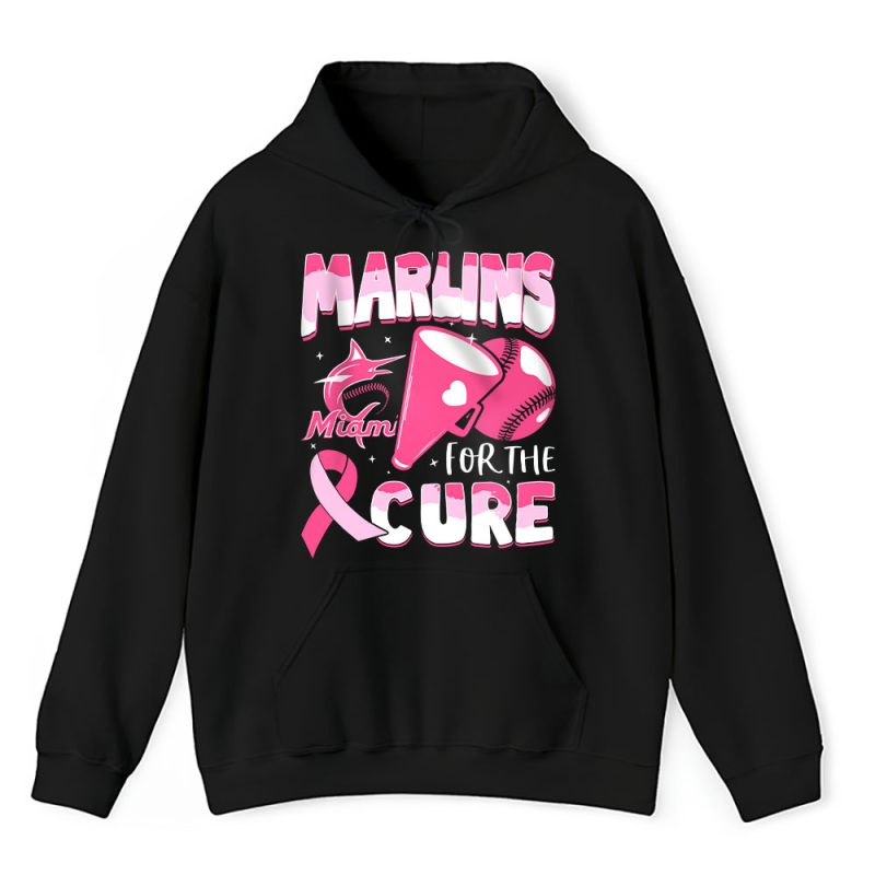 Miami Marlins Support Cancer Warrior Cancer Awareness Breast Cancer Gift Unisex Hoodie TAH17817