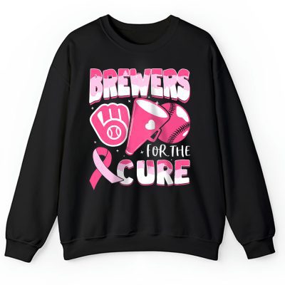 Milwaukee Brewers Support Cancer Warrior Cancer Awareness Breast Cancer Gift Unisex Sweatshirt TAS17818