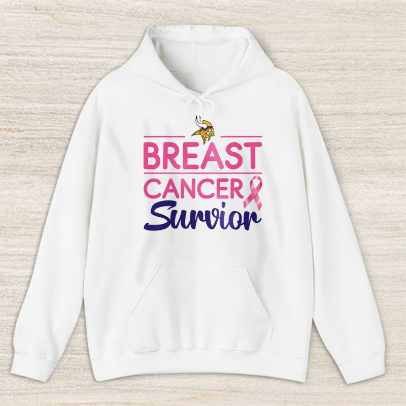 Minnesota Vikings Support Cancer Warrior Breast Cancer Survivor Unisex Hoodie TAH17378