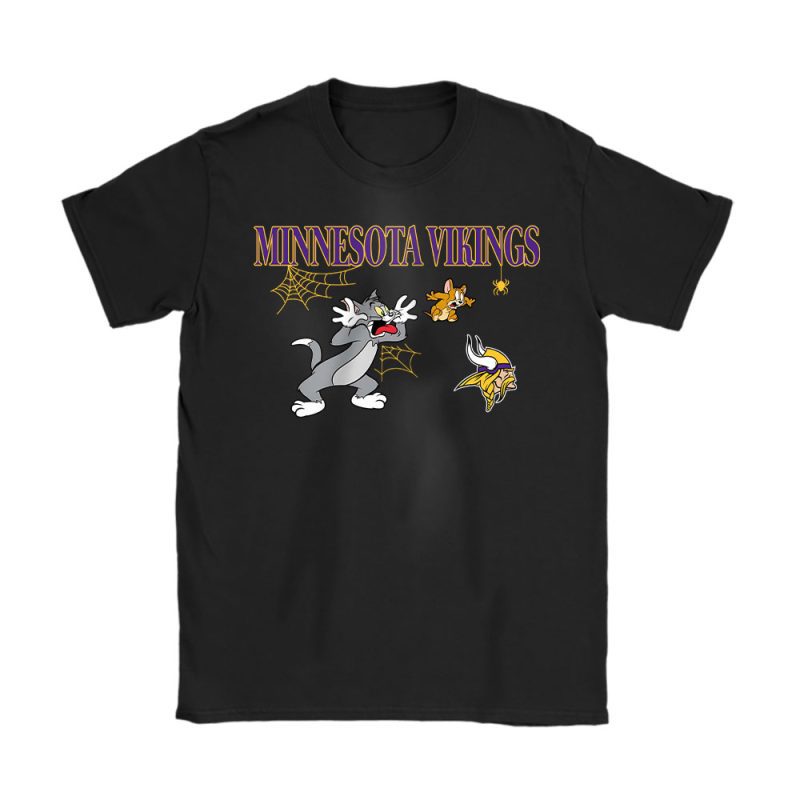 Minnesota Vikings x Halloween Masquerade NFL x Tom And Jerry Unisex T-Shirt Cotton Tee TAT16954