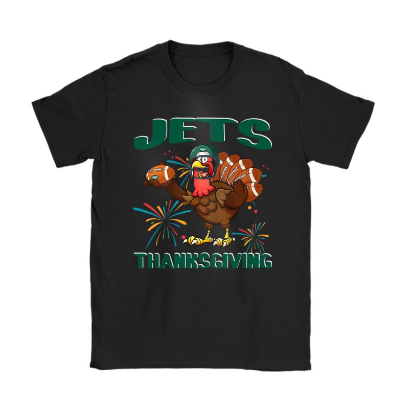 New York Jets Happy Thanksgiving NFL Thanksgiving Turkey Gooble Gift Unisex T-Shirt Cotton Tee TAS18654