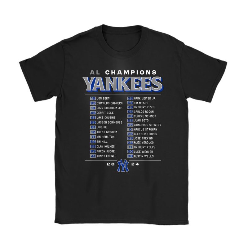 New York Yankees Team MLB American League 2024 World Series Unisex T-Shirt Cotton Tee TAT19563