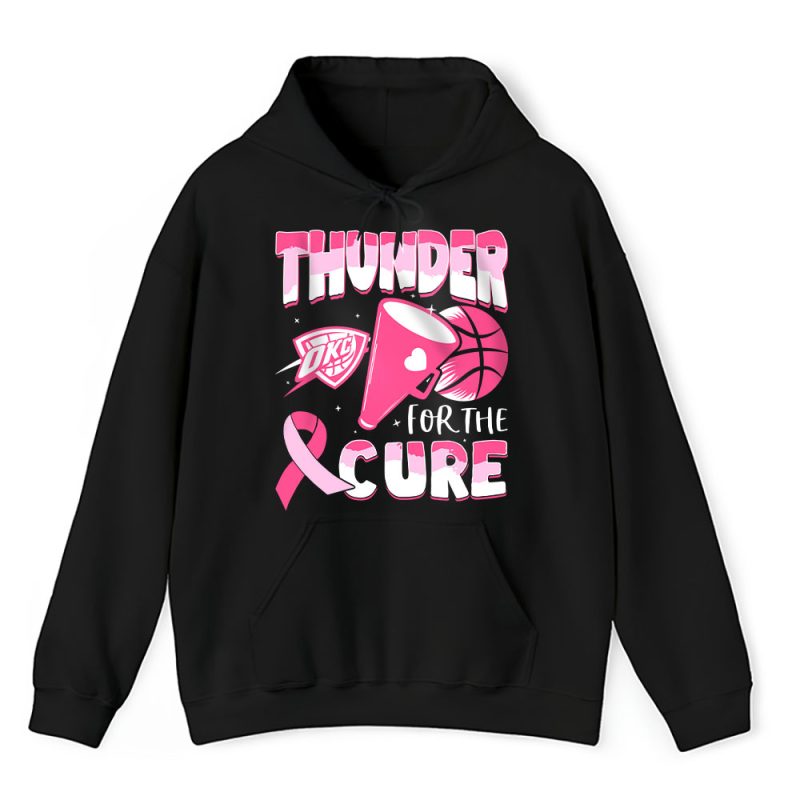 Oklahoma City Thunder Support Cancer Warrior Cancer Awareness Breast Cancer Gift Unisex Hoodie TAH17832