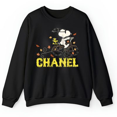 Peanuts Snoopy Woodstock Riding Bike Happy Thanksgiving Chanel Unisex Sweatshirt TAS19503