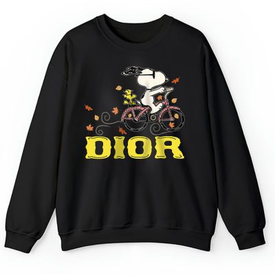 Peanuts Snoopy Woodstock Riding Bike Happy Thanksgiving Dior Unisex Sweatshirt TAS19505