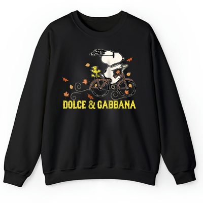 Peanuts Snoopy Woodstock Riding Bike Happy Thanksgiving Dolce & Gabbana Unisex Sweatshirt TAS19504