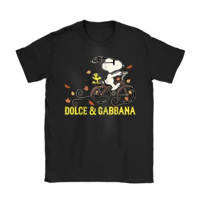 Peanuts Snoopy Woodstock Riding Bike Happy Thanksgiving Dolce & Gabbana Unisex T-Shirt Cotton Tee TAT19504