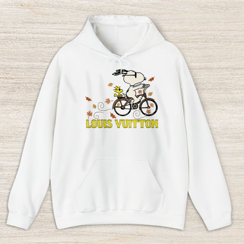 Peanuts Snoopy Woodstock Riding Bike Happy Thanksgiving Louis Vuitton Unisex Hoodie TAH19509