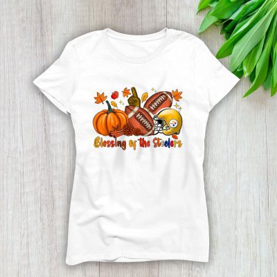 Pittsburgh Steelers Happy Thanksgiving NFL Blessgings Of The Steelers Lady T-Shirt Women Tee LTL19437