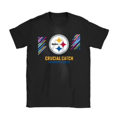 Pittsburgh Steelers Support Cancer Warrior Crucial Catch Intercept Cancer Unisex T-Shirt Cotton Tee TAT17464