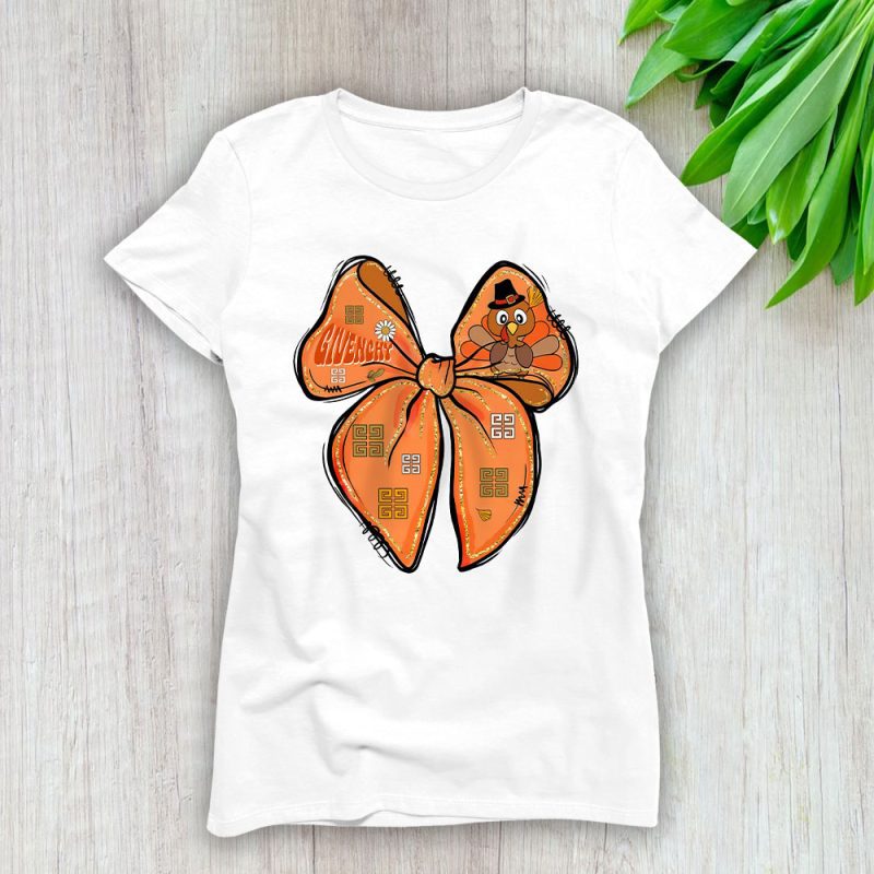 Retro Thanksgiving Coquette Turkey Bow Its Turkey Time Givenchy Lady T-Shirt Women Tee LTL19376
