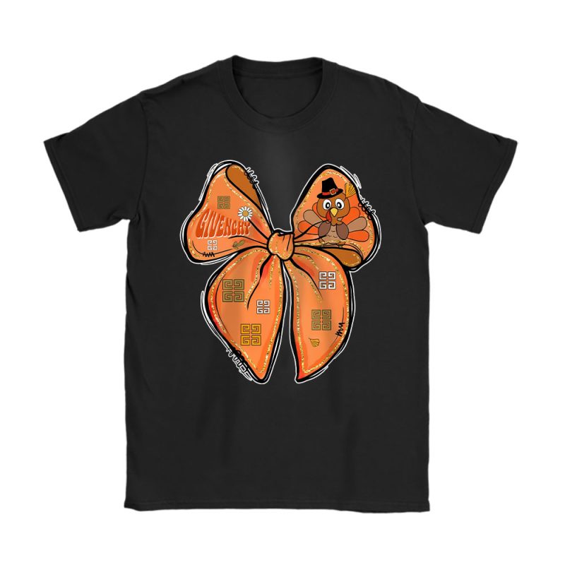 Retro Thanksgiving Coquette Turkey Bow Its Turkey Time Givenchy Unisex T-Shirt Cotton Tee TAS19376