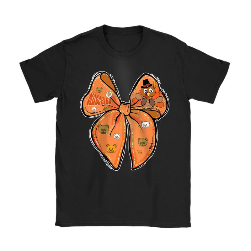 Retro Thanksgiving Coquette Turkey Bow Its Turkey Time Moschino Unisex T-Shirt Cotton Tee TAS19378