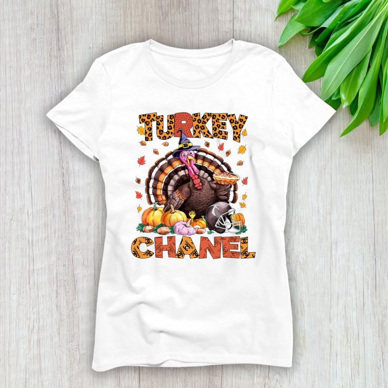 Retro Thanksgiving Turkey Chanel Lady T-Shirt Women Tee LTL19381