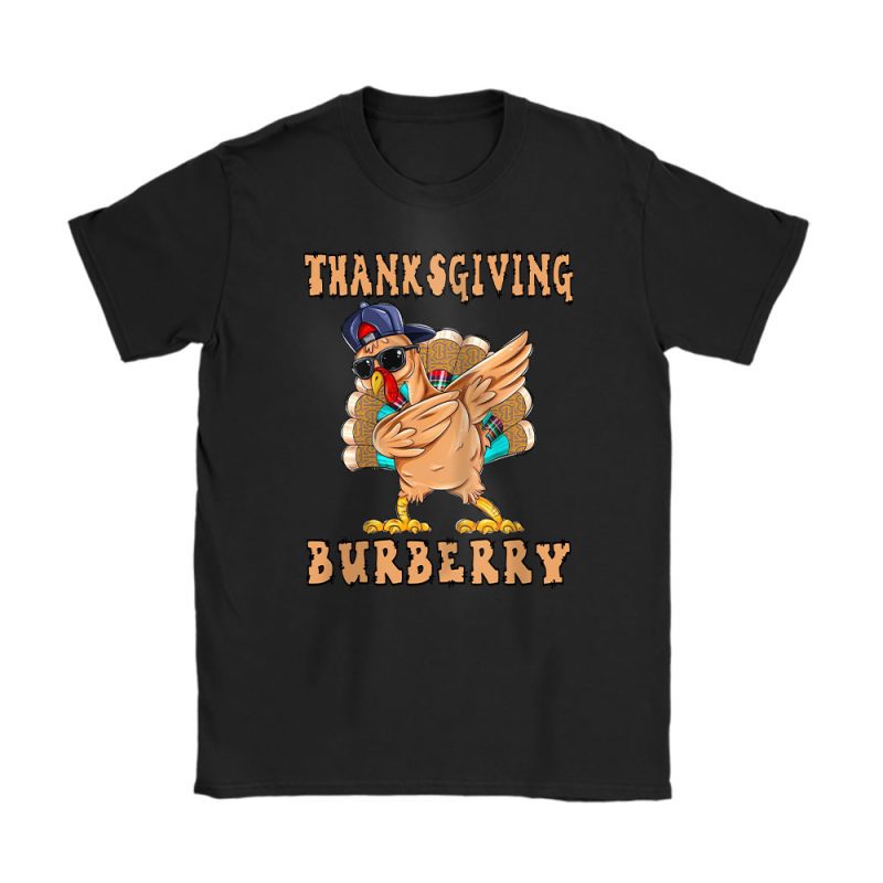 Retro Thanksgiving Turkey Dabbing Burberry Unisex T-Shirt Cotton Tee TAS19383