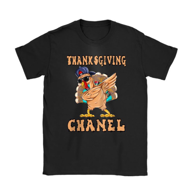 Retro Thanksgiving Turkey Dabbing Chanel Unisex T-Shirt Cotton Tee TAS19384