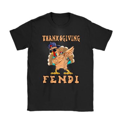 Retro Thanksgiving Turkey Dabbing Fendi Unisex T-Shirt Cotton Tee TAS19387