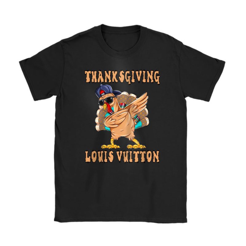 Retro Thanksgiving Turkey Dabbing Louis Vuitton Unisex T-Shirt Cotton Tee TAS19390