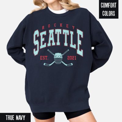 Seattle Kraken Hockey Vintage Comfort Colors Sweatshirt Crewneck Gift ECC1010