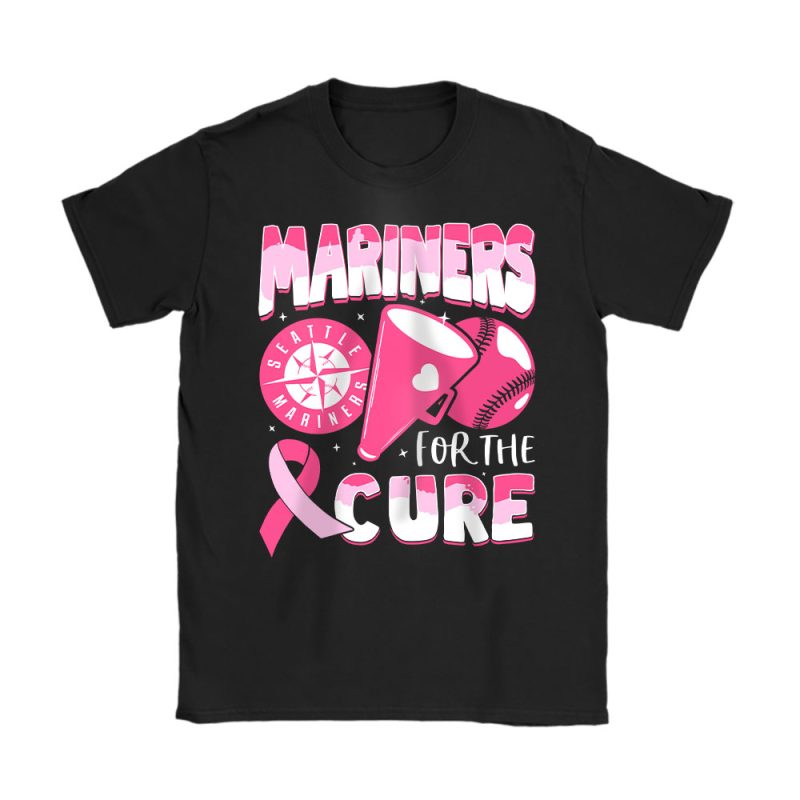 Seattle Mariners Support Cancer Warrior Cancer Awareness Breast Cancer Gift Unisex T-Shirt Cotton Tee TAT17846