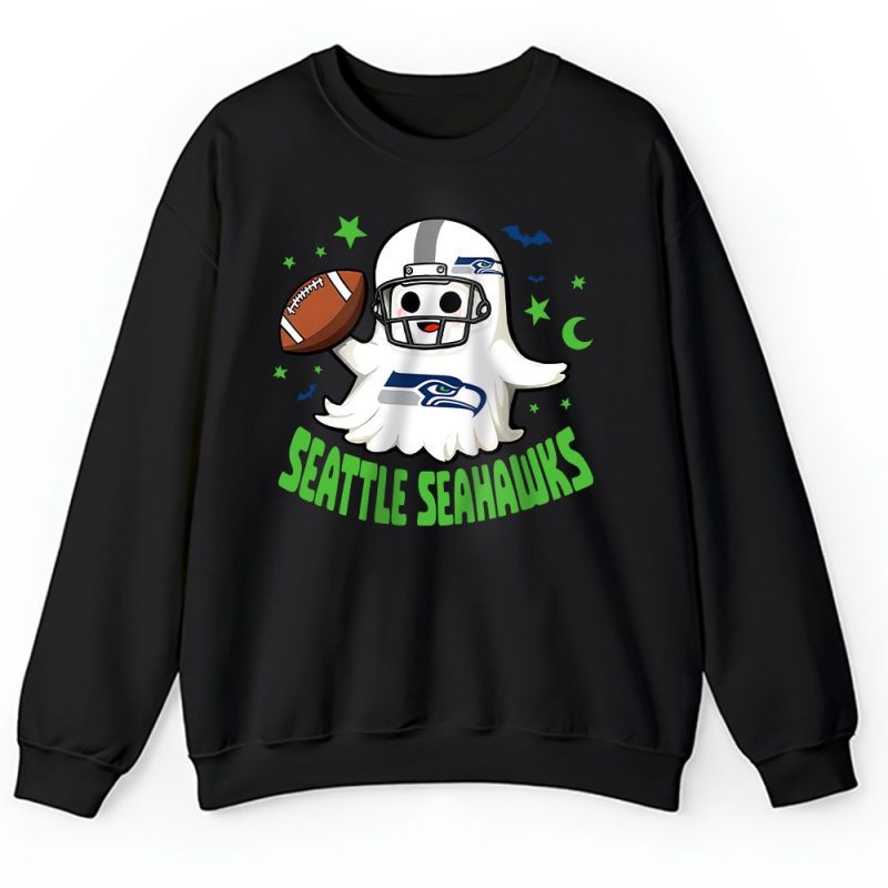 Seattle Seahawks Happy Halloween NFL Cute Ghost Football Unisex Sweatshirt TAS18935