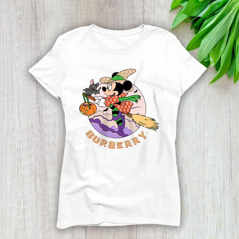 Spooky Vibes Retro Mickey Ghost Burberry Lady T-Shirt Women Tee LTL17763
