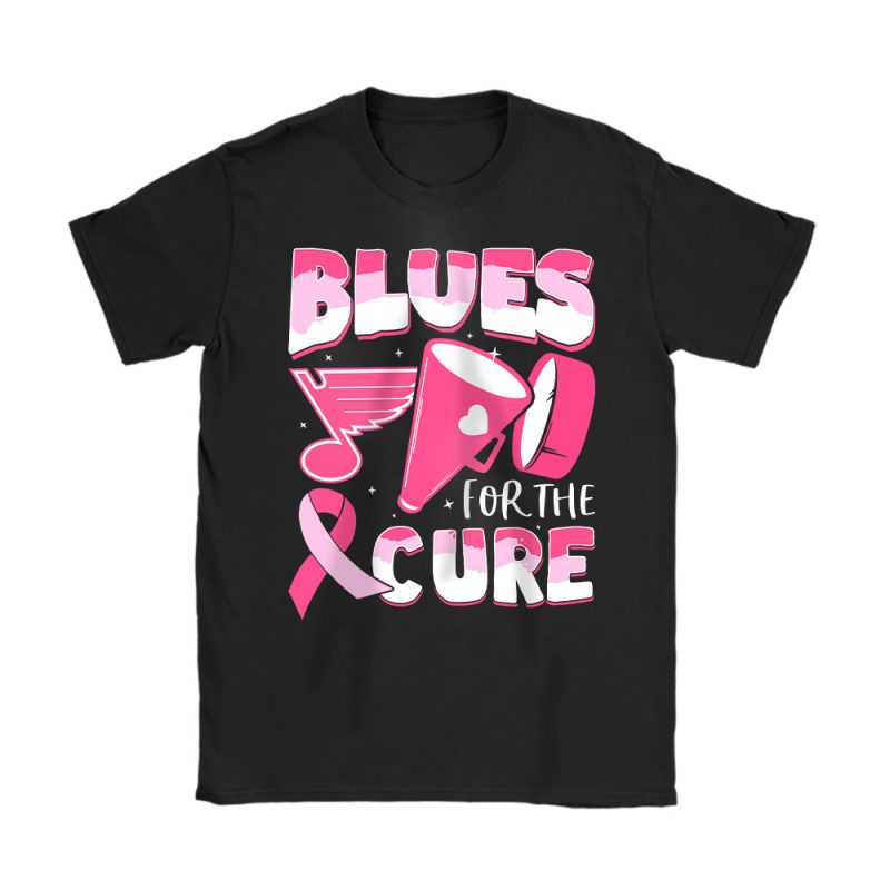 St. Louis Blues Support Cancer Warrior Cancer Awareness Breast Cancer Gift Unisex T-Shirt Cotton Tee TAT17849