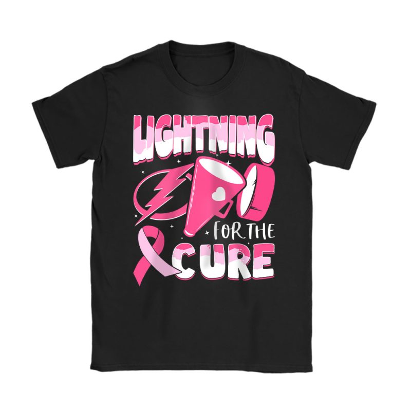 Tampa Bay Lightning Support Cancer Warrior Cancer Awareness Breast Cancer Gift Unisex T-Shirt Cotton Tee TAT17852