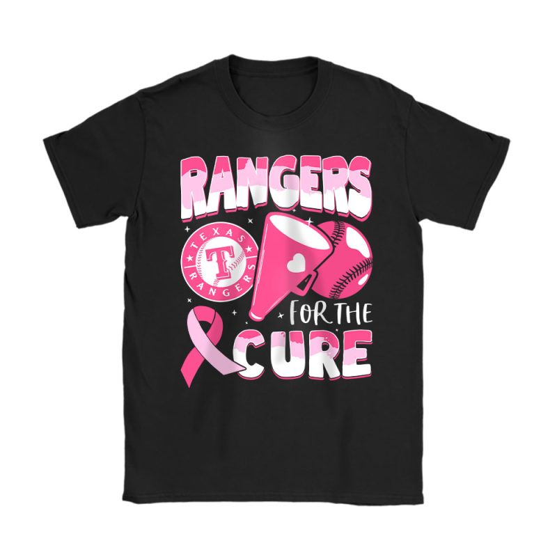 Texas Rangers Support Cancer Warrior Cancer Awareness Breast Cancer Gift Unisex T-Shirt Cotton Tee TAT17853