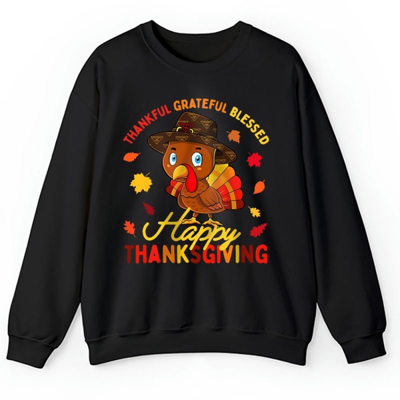 Thankful Grateful Blessed Thanksgiving Turkey Prada Unisex Sweatshirt TAS18248