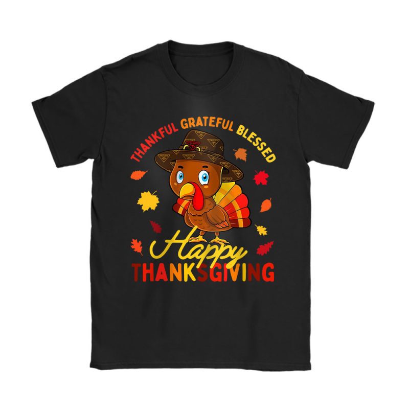 Thankful Grateful Blessed Thanksgiving Turkey Prada Unisex T-Shirt Cotton Tee TAS18248