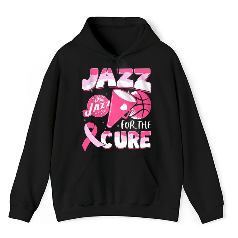 Utah Jazz Support Cancer Warrior Cancer Awareness Breast Cancer Gift Unisex Hoodie TAH17857