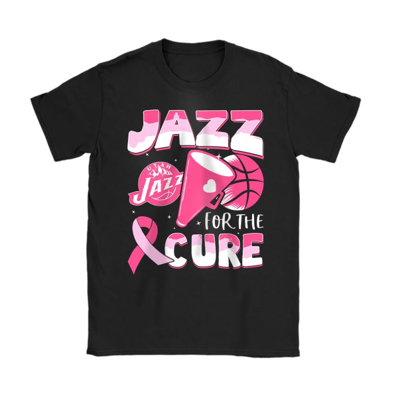 Utah Jazz Support Cancer Warrior Cancer Awareness Breast Cancer Gift Unisex T-Shirt Cotton Tee TAT17857