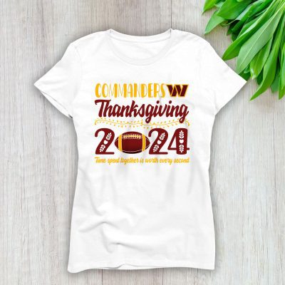 Washington Commanders Happy Thanksgiving NFL Thanksgiving Gift Lady T-Shirt Women Tee LTL18141