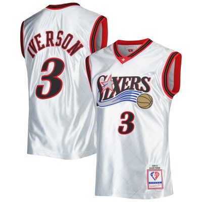 Allen Iverson Philadelphia 76ers 2000/01 Hardwood Classics 75th Anniversary Swingman Jersey - Platinum