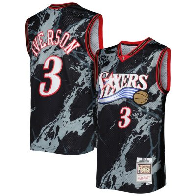 Allen Iverson Philadelphia 76ers 2000/01 Hardwood Classics Marble Swingman Jersey - Black