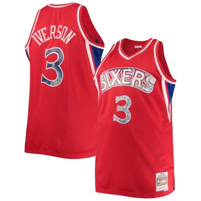 Allen Iverson Philadelphia 76ers Big & Tall 1996/97 NBA 75th Anniversary Diamond Swingman Jersey - Red