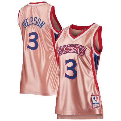 Allen Iverson Philadelphia 76ers Women's 75th Anniversary Rose Gold 1996 Swingman Jersey - Pink