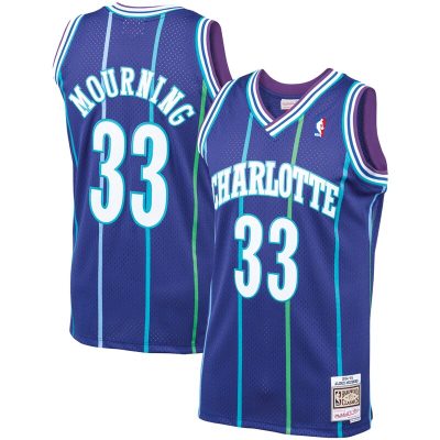 Alonzo Mourning Charlotte Hornets 1994/95 Hardwood Classics Swingman Jersey - Purple