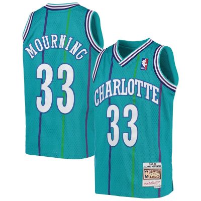 Alonzo Mourning Charlotte Hornets Youth 1992/93 Hardwood Classics Swingman Jersey - Teal