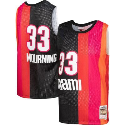 Alonzo Mourning Miami Heat Hardwood Classics 2005/06 Split Swingman Jersey - Black/Red