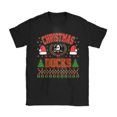 Anaheim Ducks Merry Christmas NHL Gift For Fan Cute Santa Hohoho Unisex T-Shirt Cotton Tee TAT21599