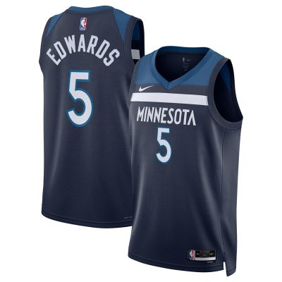 Anthony Edwards Minnesota Timberwolves Badge Swingman Replica Jersey - Icon Edition - Navy