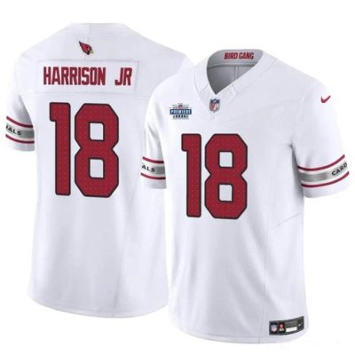 Arizona Cardinals #18 Marvin Harrison Jr White 2024 With Draft Patch F.U.S.E. Vapor Untouchable Limited Football Stitched Jersey