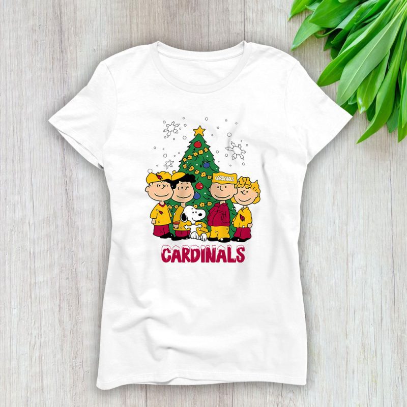 Arizona Cardinals Merry Christmas NFL Gift For Fan Christmas Snoopy And Friends Lady T-Shirt Women Tee LTL20191