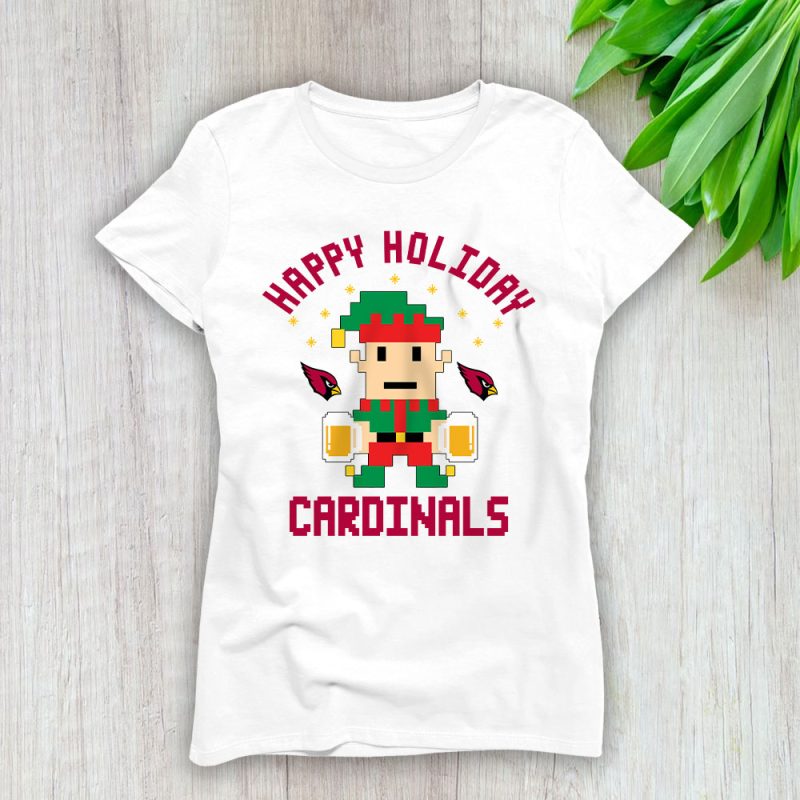 Arizona Cardinals Merry Christmas NFL Gift For Fan Cute Elf Happy Holiday Lady T-Shirt Women Tee LTL20172