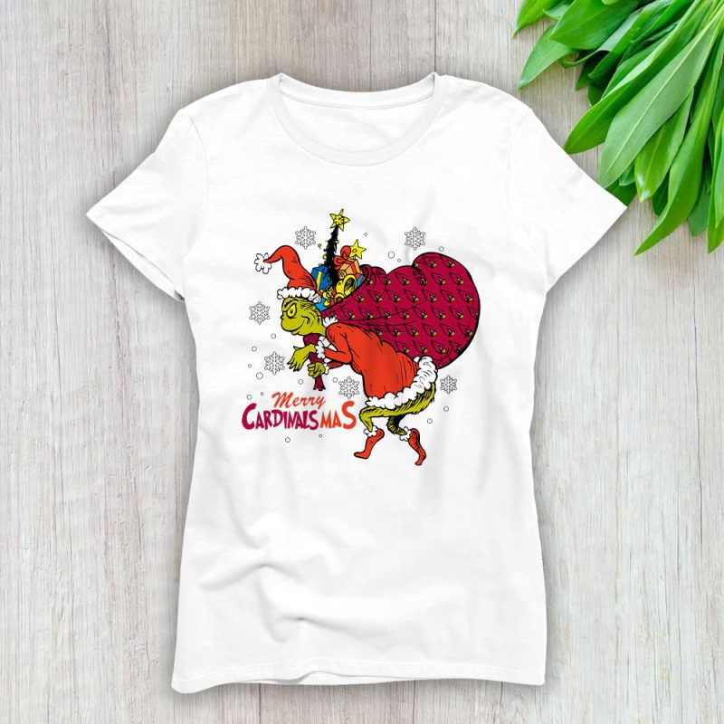 Arizona Cardinals Merry Christmas NFL Gift For Fan Cute Grinch Lady T-Shirt Women Tee LTL20195