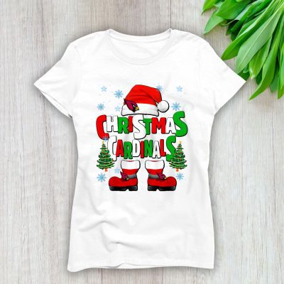 Arizona Cardinals Merry Christmas NFL Gift For Fan Cute Santa Hohoho Lady T-Shirt Women Tee LTL20171