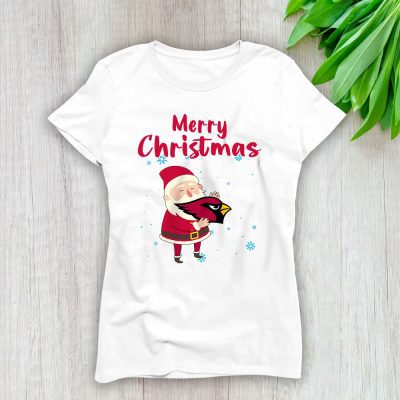 Arizona Cardinals Merry Christmas NFL Gift For Fan Cute Santa Hohoho Lady T-Shirt Women Tee LTL20181