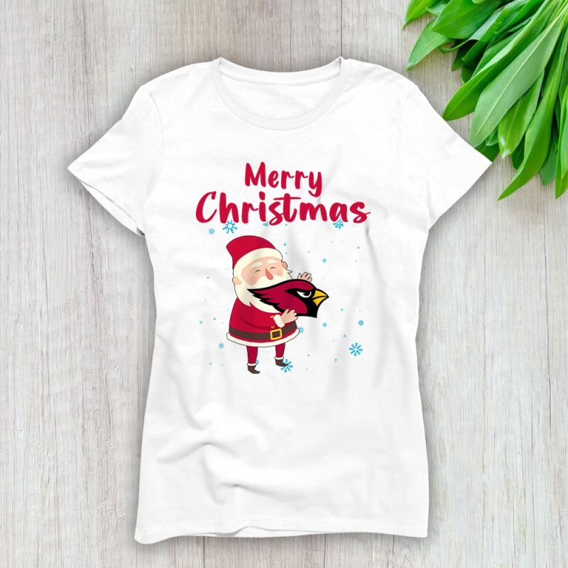 Arizona Cardinals Merry Christmas NFL Gift For Fan Cute Santa Hohoho Lady T-Shirt Women Tee LTL20181